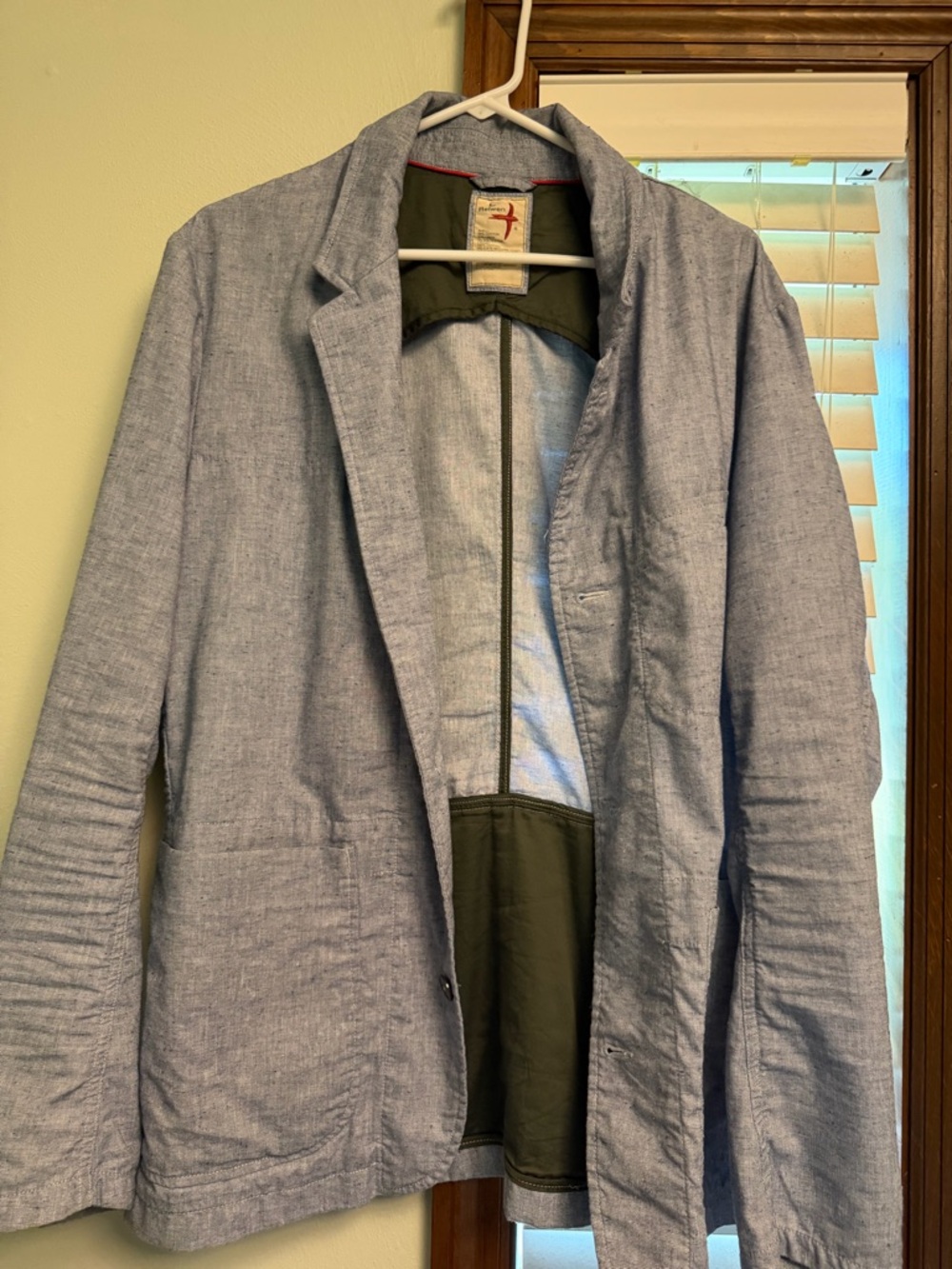 Relwen Light Blue Chambray Blazer Cotton Linen - Picture 4 of 4
